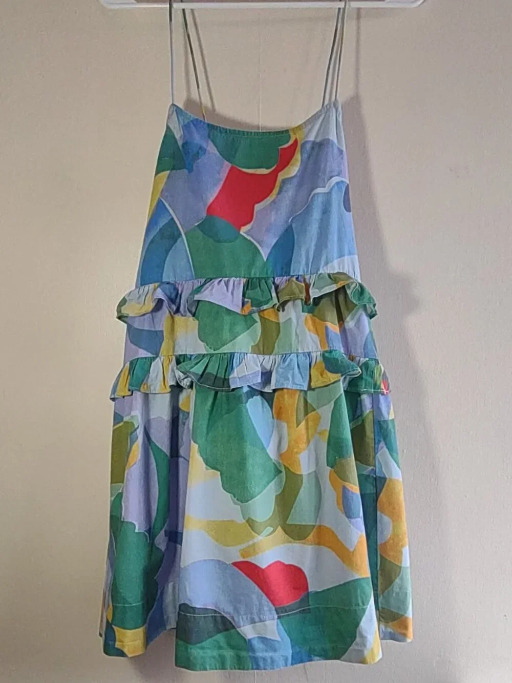 Anthropologie Ruffled Seaside Mini Dress Sz Large Sleeveless Beach Boho Summer - Picture 4 of 10